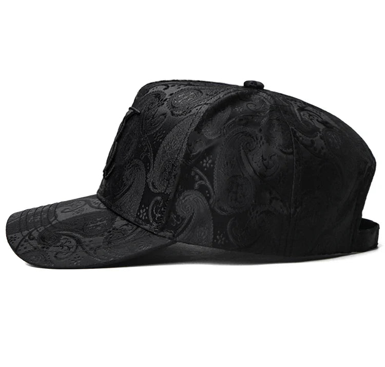 2024 Fashion Embroidery High top Baseball Cap Men's cashew print outdoor casual Cap face Trim four seasons