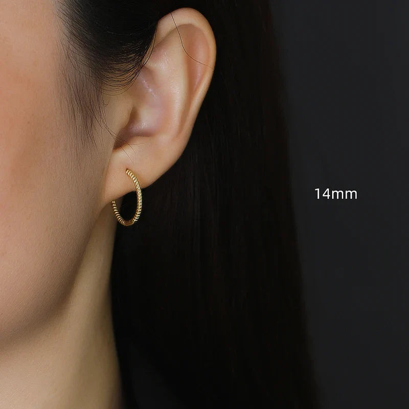 WANTME 925 Sterling Silver Fashion Piercing Charm Twist Huggies Hoop Earrings for Women Rock Gothic Unisex Jewelry Ear Buckles