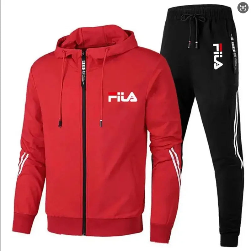 2026 Men's spring and Fall outdoor zipper jacket + sweatpants jogging set Casual basketball fitness two-piece set