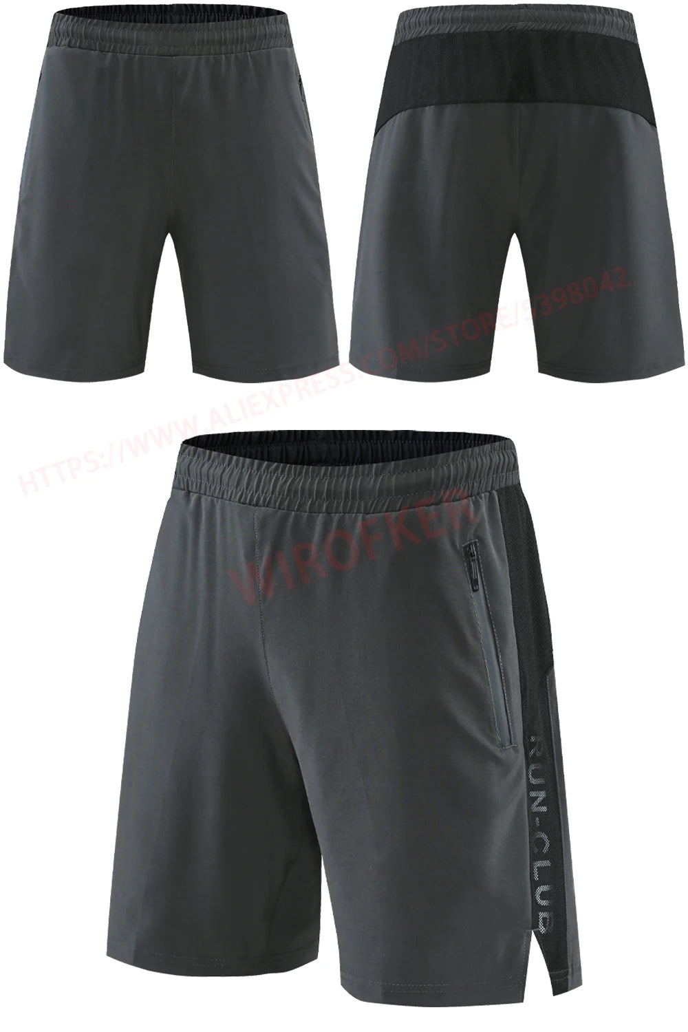 Men Run Shorts Patchwork Training Shorts Zipper Pockets Gym Sports Quick Dry Short