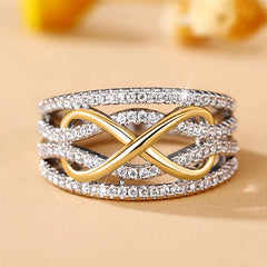 Fashion Infinite Love Rings for Women Full Bling Iced Out Cubic Zirconia