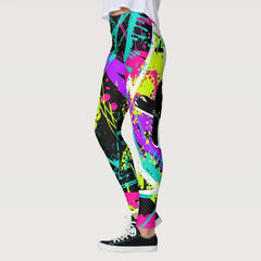 Women's Colorful Graffiti Printing Leggings High Waist Stretchable Fitness