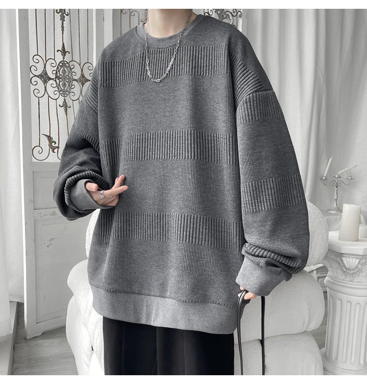 Hoodies Jacquard Sweatshirt Mens White Pullover Streetwear Casual Fashion Clothes