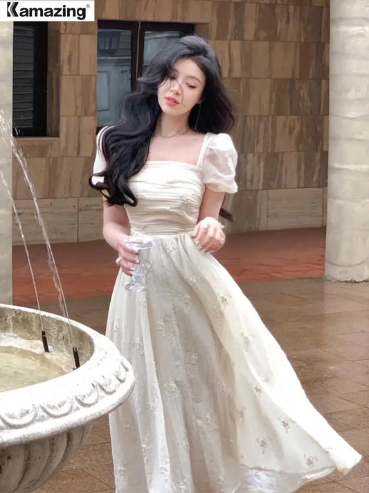 Evening Dresses: Women Elegant Evening Party Midi Dress Fashion Princess Embroider