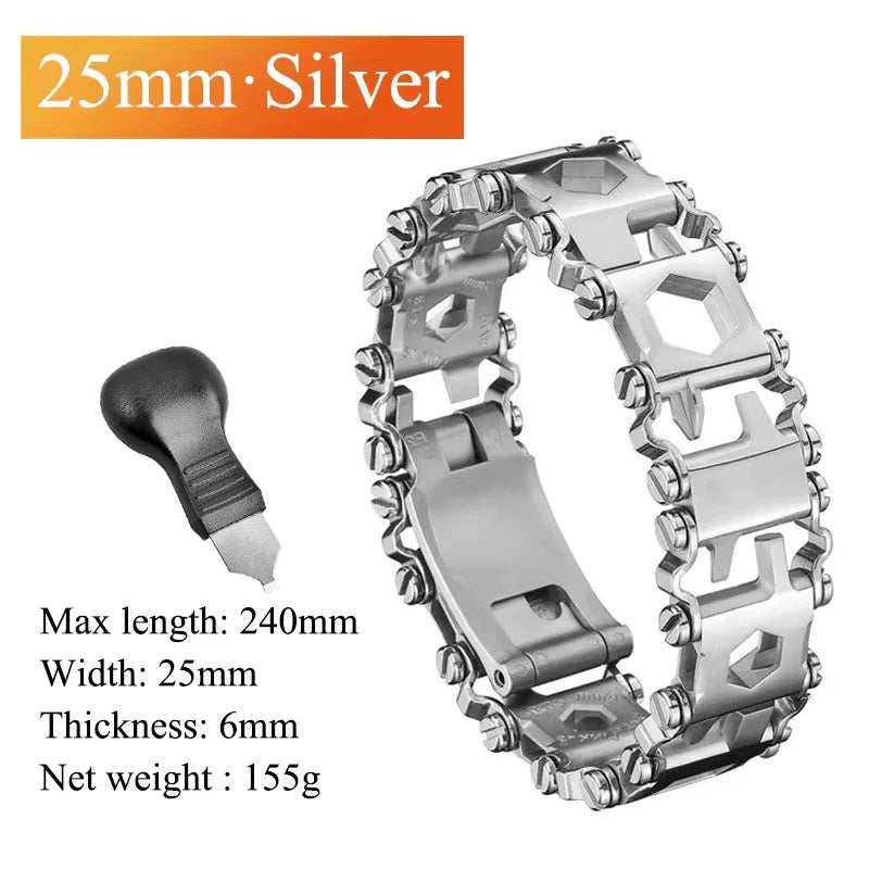 Multifunctional Bracelet Stainless Steel Men's Outdoor Tool Bracelet 29 in 1 Bracelet European and American Couple Watch Strap