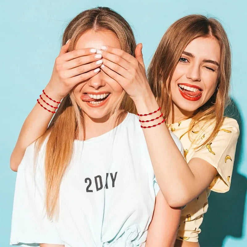 2/200Pcs 7 Knots Red String Couple Bracelet Women Men Lucky Amulet Handmade Rope Friendship Wristband Jewelry Gifts Accessory