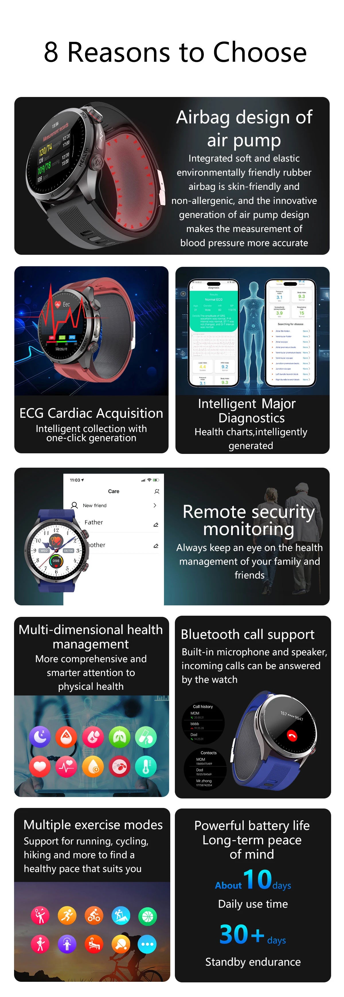 2026New NFC Health Smart Watch Men Air Pump+Air Bag Precise Blood Pressure Fat Measurement Voice Call SmartWatch For Android IOS