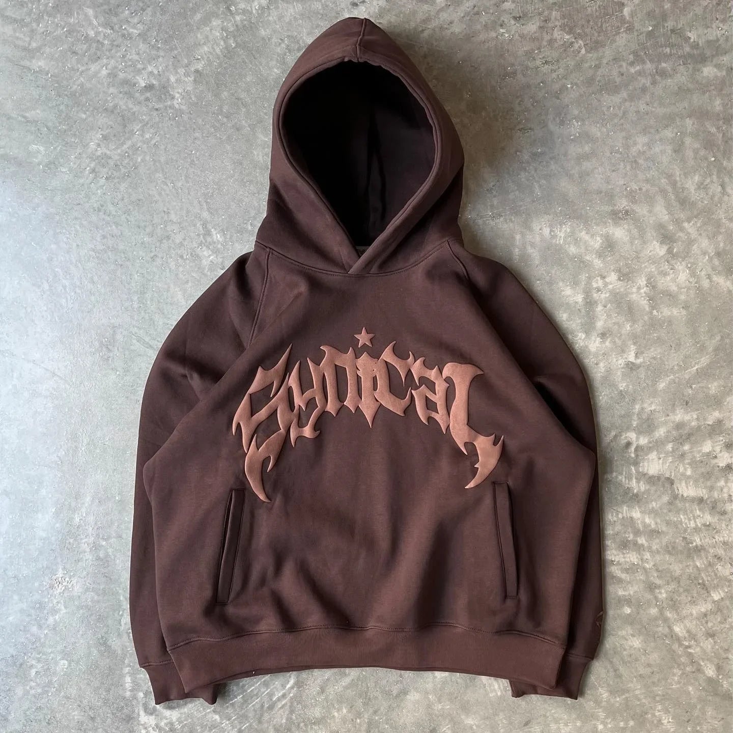 Hooded American retro zipper sweatshirt Gothic letter star print hoodie trendy men's casual