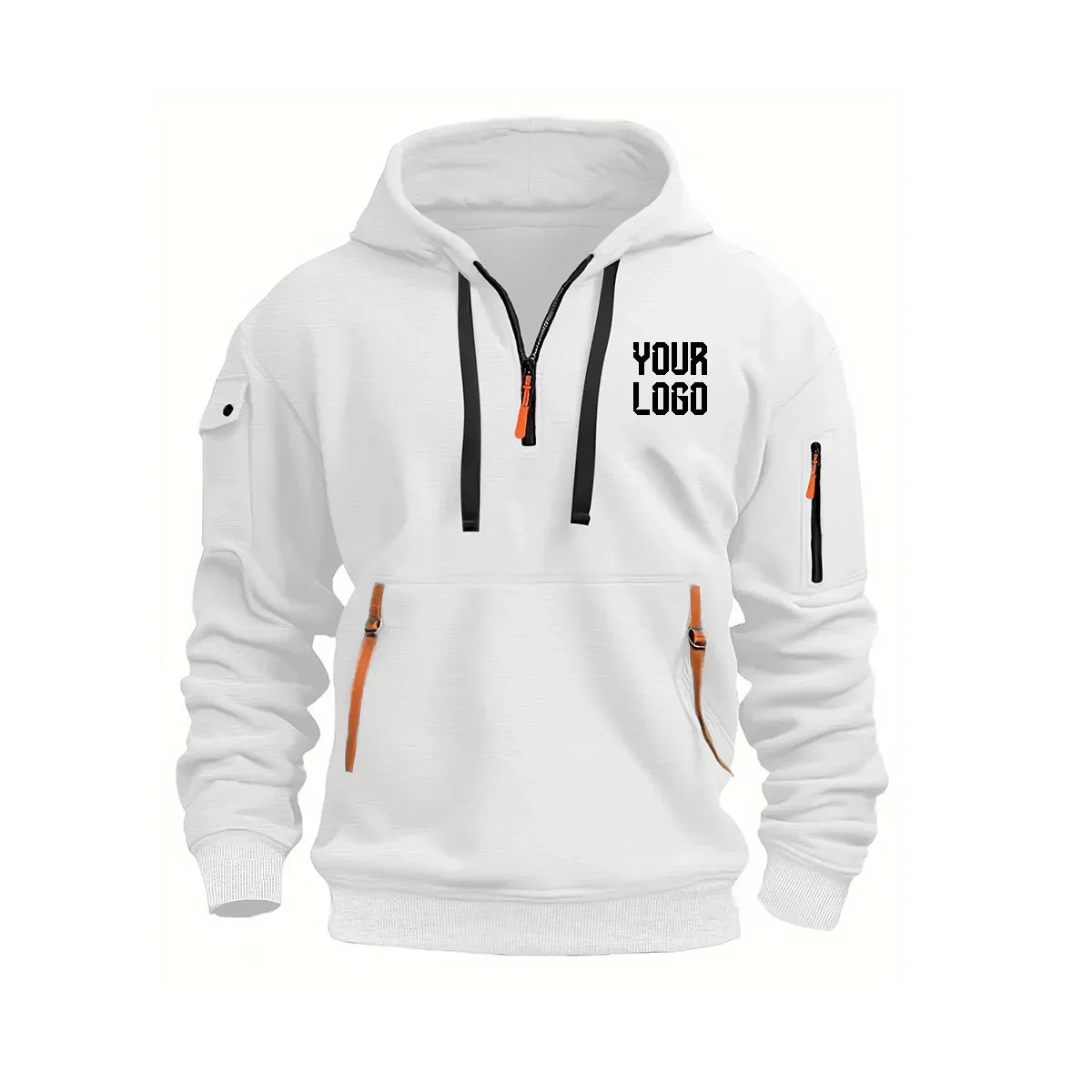 2025 new men's and women's multi pocket ribbon zipper wool hooded casual shirt loose pullover fashionable sports shirt top