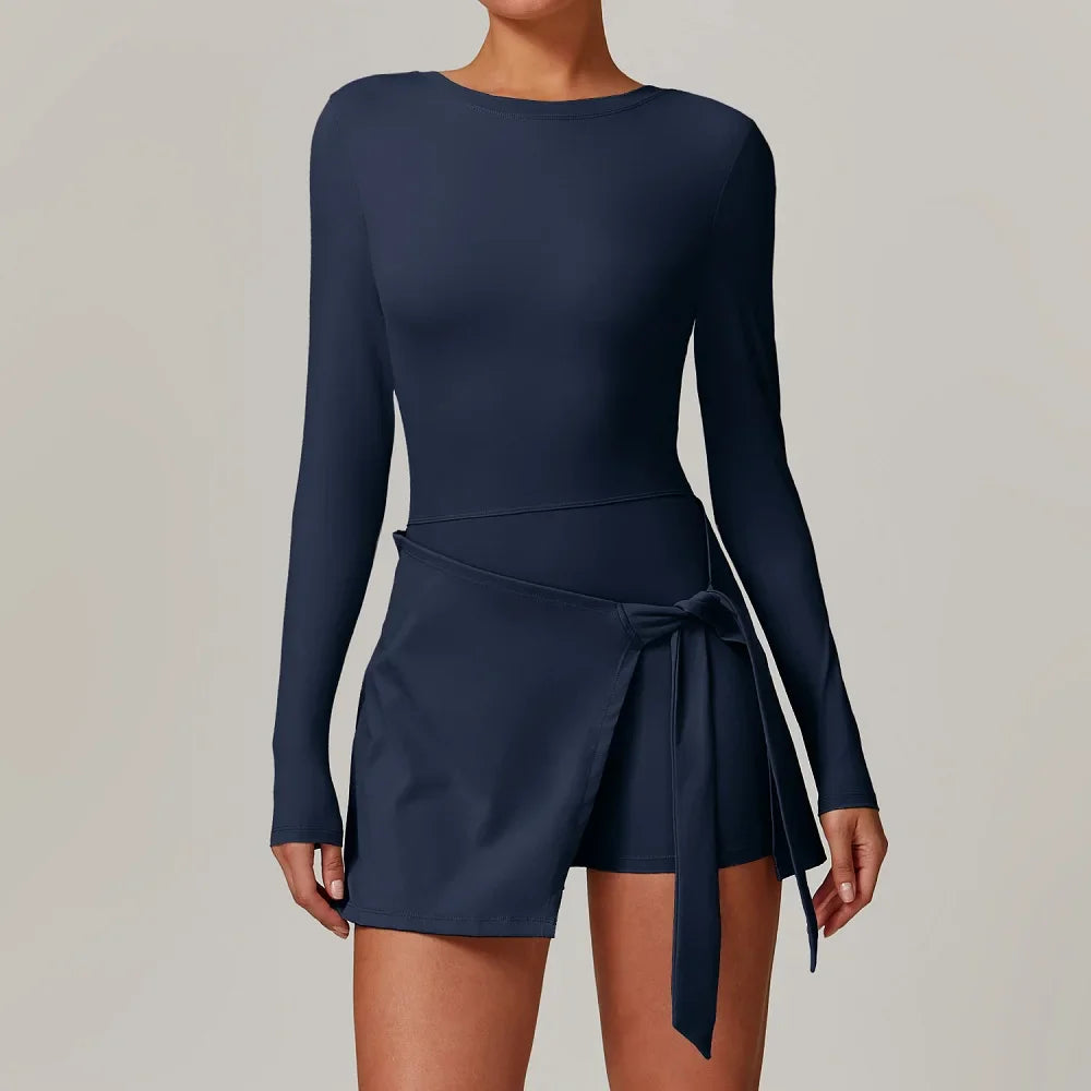 Cloud Hide SEXY Tennis Skirts Sports Dress Golf Gym Yoga Dresses Women Girl Running Workout Long Skirt Fitness One Piece Dress