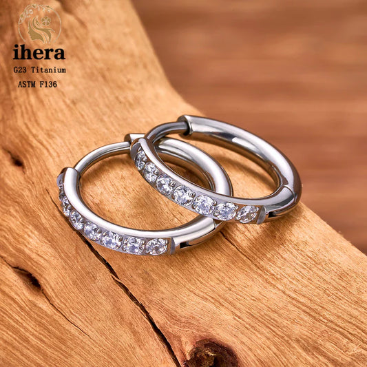 2/20PCS G23 Titanium Piercing Round Earrings Hoops with Zircon Ear Buckle Women Ear Tragus Cartilage Helix Piercing Jewelry