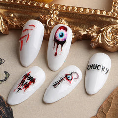 STZ-5D Halloween Nail Art Relief Sticker Horror Decals Parts Nail