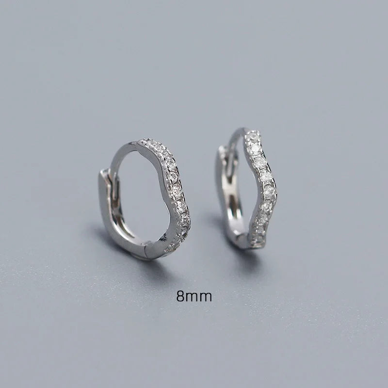 WANTME 925 Sterling Silver Fashion Statement Gold Wavy Geometry Huggies Hoop Earrings for Women Bohemian Jewelry Ear Buckle Gift