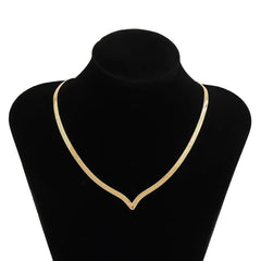 Simple Creative V-shaped Necklace For Women Flat Snake Chain Choker Fashion Blade