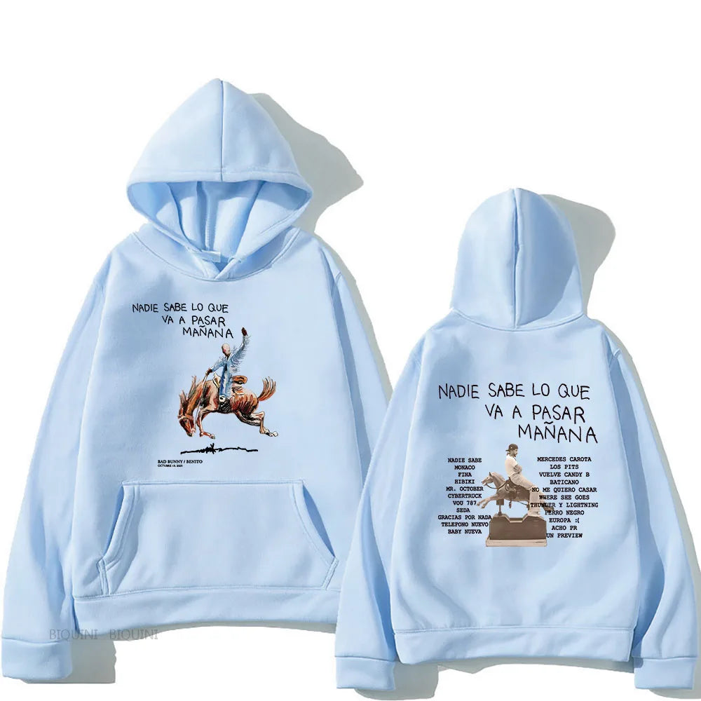 Bad Bunny RIP Hoodies Album Nadie Sabe Lo Que Va Pasar Manana Sweatshirts