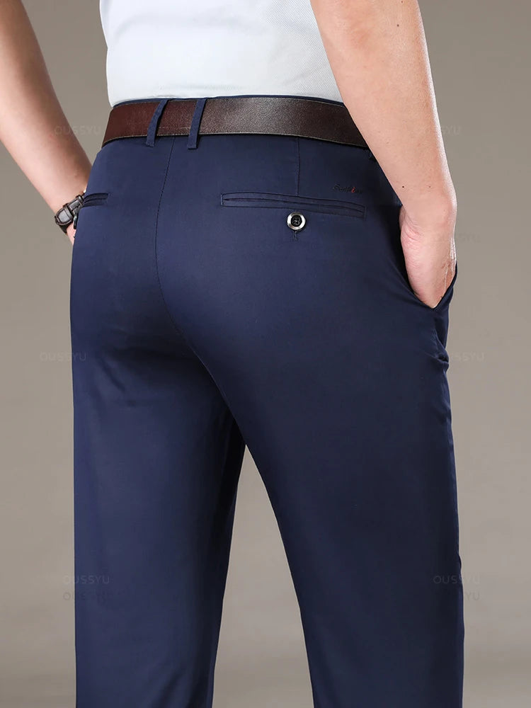 High Quality Luxury Straight Business Suit Pants Men Thin Soft Lyocell Fabric Designer