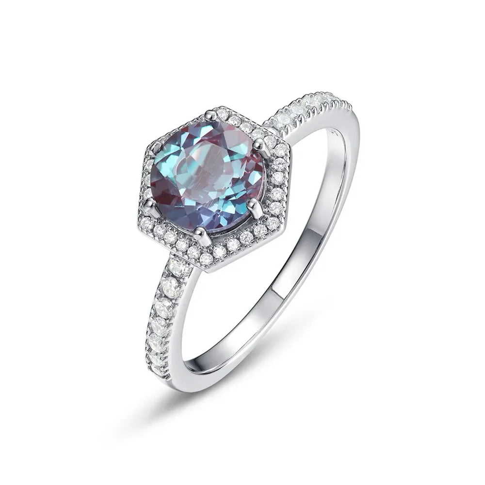 ALLNOEL 925 Sterling Silver Alexandrite Ring For Women Exquisite Style Fashionable Engagement rings Wedding Luxury diamond ring