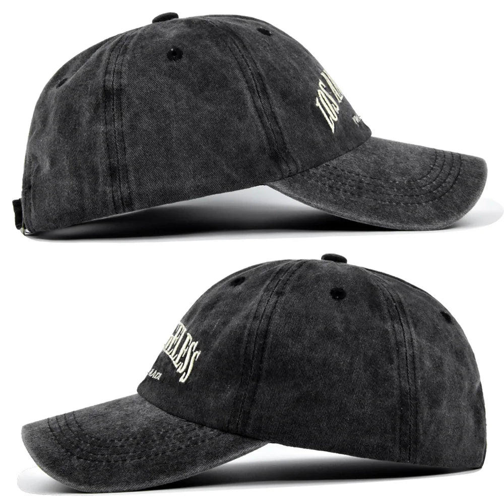 Los Angeles Baseball Cap Men Women Letter Embroidered Hip Hop Hats Vintage Wash Cotton Soft Top Sun Visor Hats Unisex Casual Cap