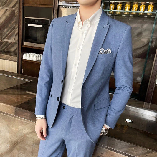 Men's suit (suit + trousers) High quality fashion Korean