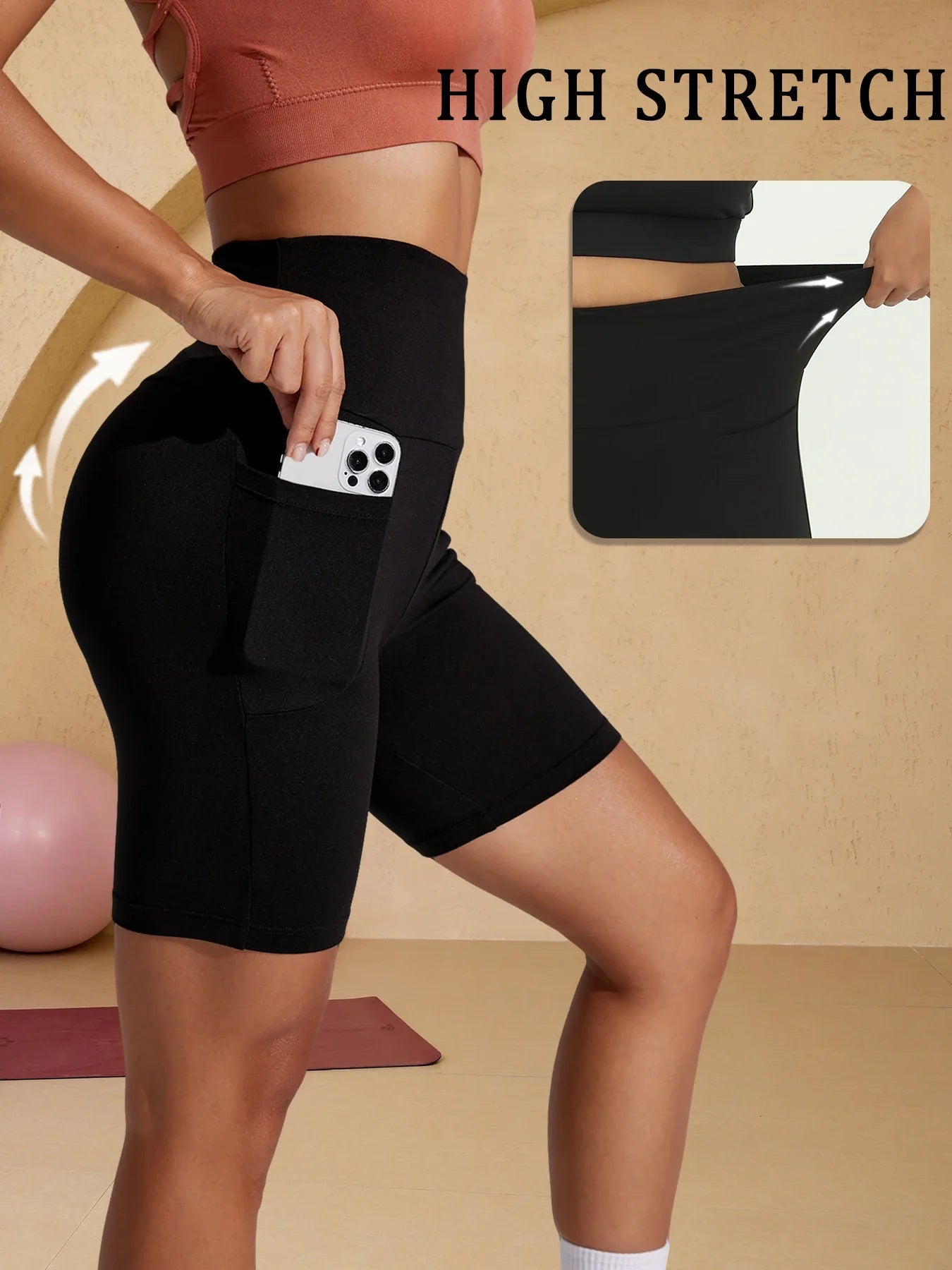 Plus Size High Waisted Biker Shorts For Women With Pockets Super Soft Tummy Control No See Through Workout Running Yoga