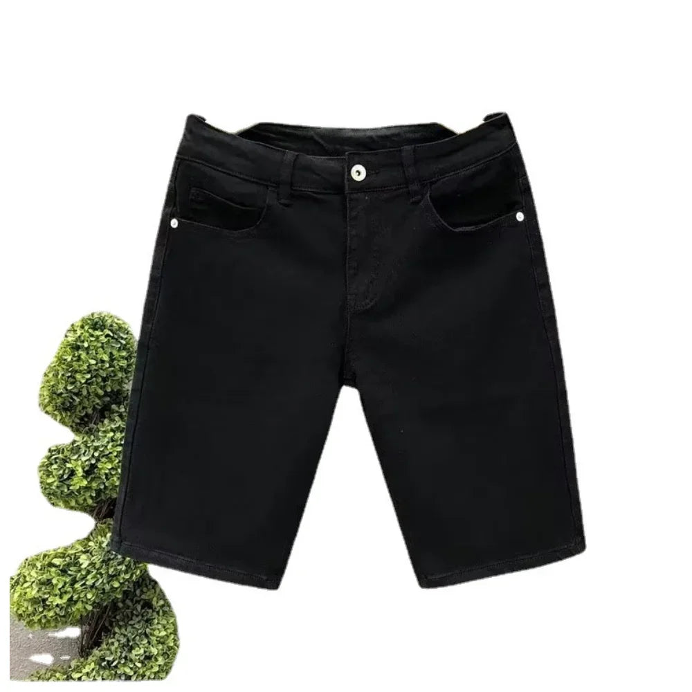 Cowboy White Black Jeans for Men Trendy Slim Fit Casual Pants Boyfriend Jeans Shorts