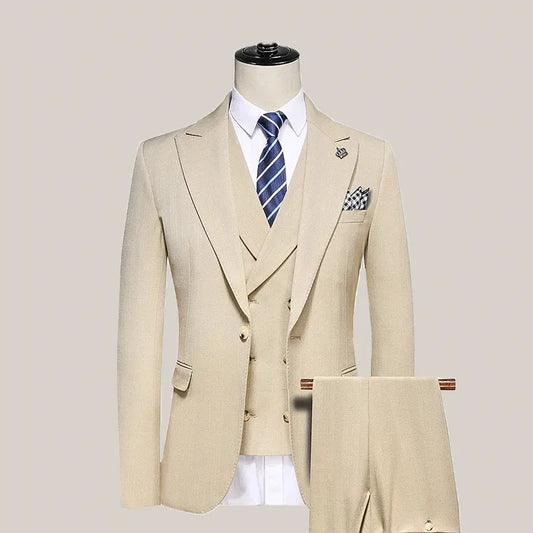 (Jackets+Vest+Pants) Casual Blazers Men Groom's Wedding Dress Male Slim Fit High Quality Business Suits Man Solid Color Tuxedo