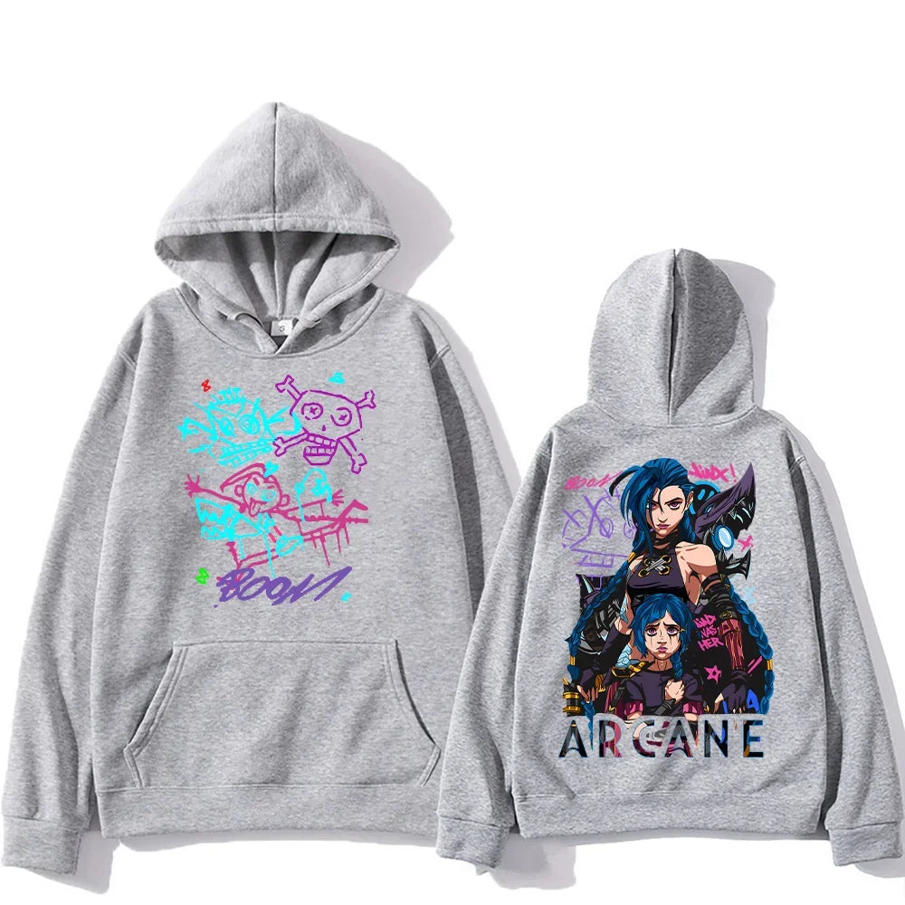 Arcane Jinx Hoodies Man Women Harajuku Clothing Hot Anime Arcane Pullovers Unisex