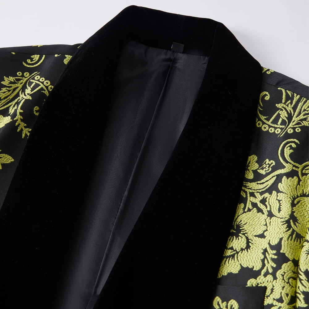 Tuxedo for Mens: Coat Pant Slim Fit Party Wedding Suits For Men Green Yellow