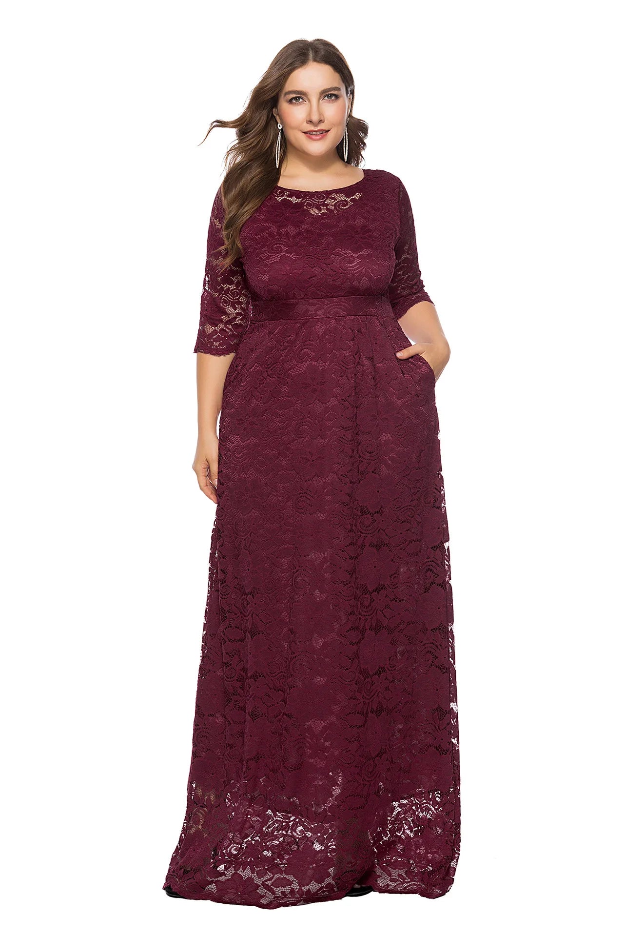 XL-6XL Plus Size African Dresses for Women Elegant African O-neck Lace Wedding Party Evening Maxi Dress Dashiki Africa Clothing
