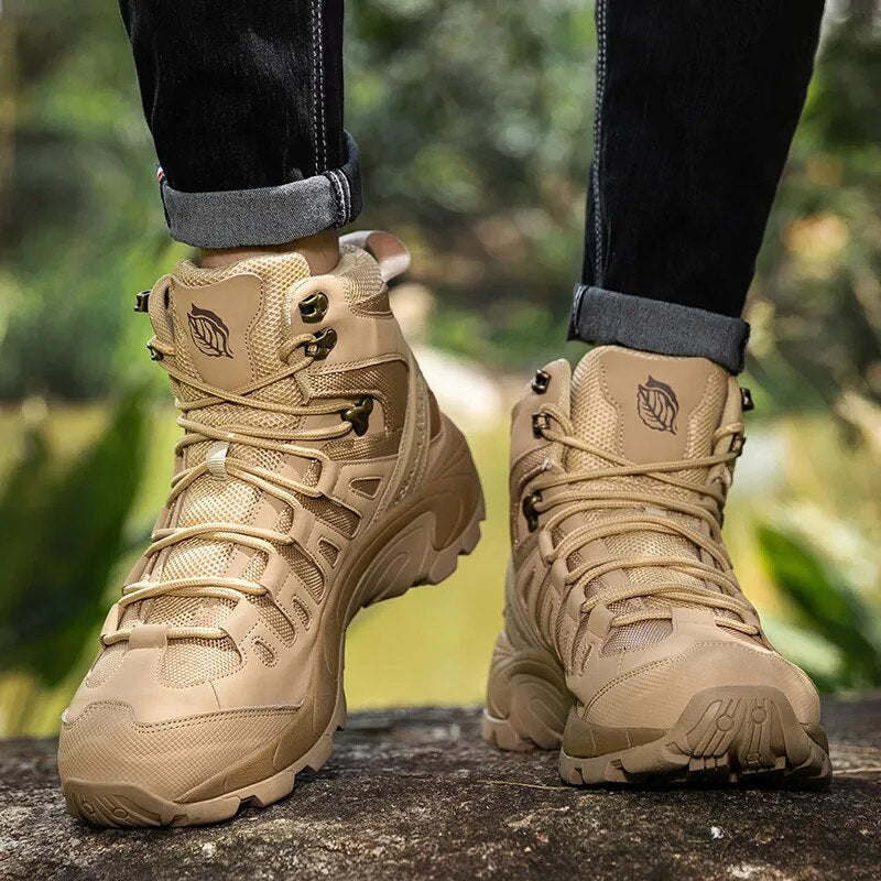 Mens Military Boots Outdoor Leather Hiking Boots Army Special Force Desert Combat Boots