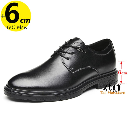 Wedding Men Leather Shoes Business Party  Elevator  Height Increase Insole