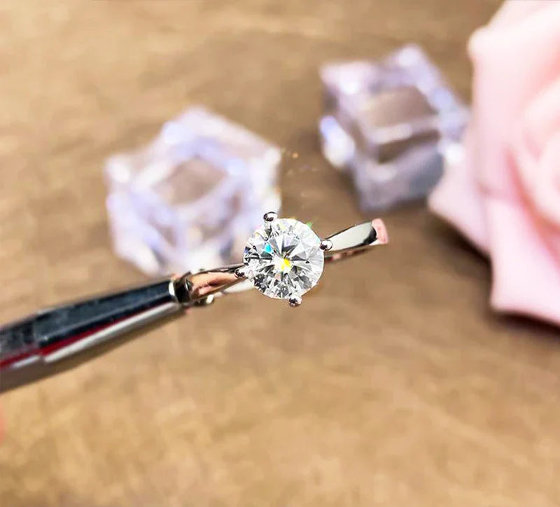 NEW 100% Real Moissanite Ring D VVS1 Pass Diamond Test Pen Adjustable Size S925 Sliver GRA Certificate Wedding Rings for Women