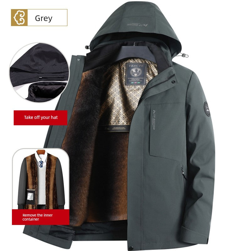 Dad Fleece-lined Middle-Aged and Elderly Grandpa Winter Clothing Coat