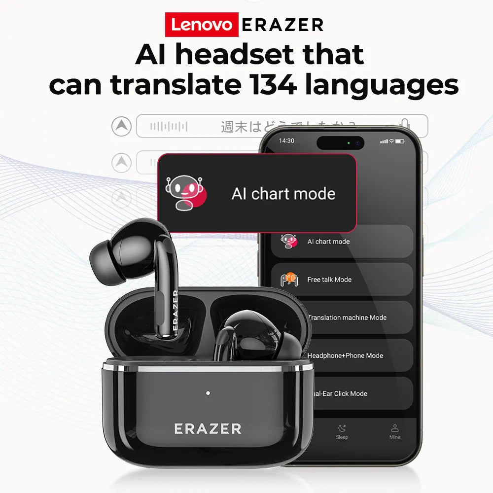 AI Translator Earbuds Erazer XT89PRO Bluetooth Earphones Game Low Latency Wireless Headphones In-Ear Noise Reduction Softpads