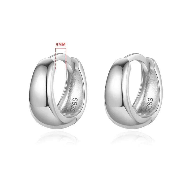 TrustDavis Real 925 Sterling Silve Fashion Inside Diameter 6 7 8 9 10mm Hoop Earrings For Women Men Personality Jewelry DG0132