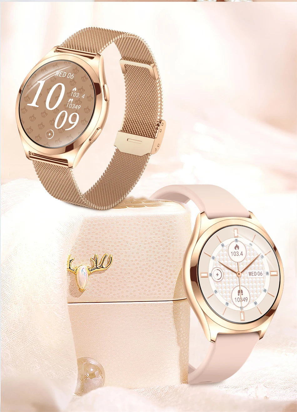 1.27inch AMOLED Women's Smart Watch Custom Watch Face Smartwatch Ladies Heart Rate Monitoring Bluetooth Call Waterproof Bracelet