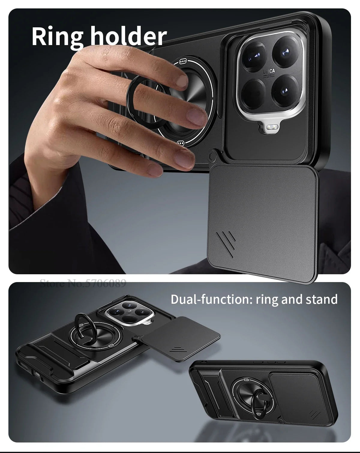15T/15T Pro Armor Case For Xiaomi 15T Pro Case Shockproof Slide Lens Protector Phone Cover For Xiaomi 15T Case Fundas With Ring