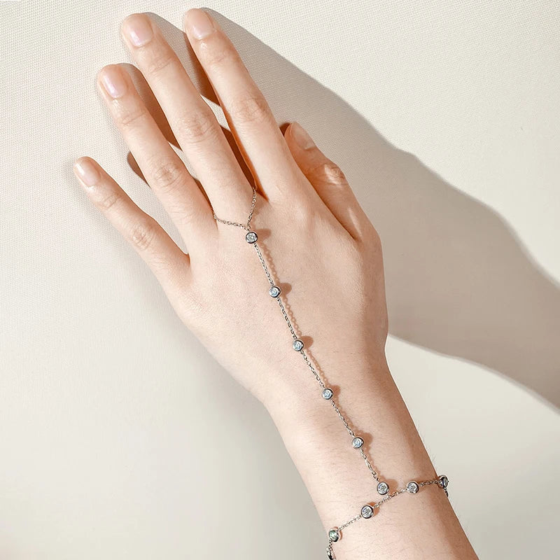 KNOBSPIN 3mm D Color Moissanite Bracelets for Women 14-21cm Adjustable Chain GRA Certified s925 Sterling Silver Bubble Bracelet