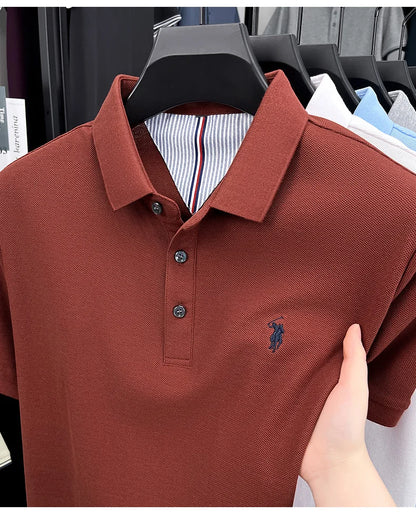 100% pure cotton high-end brand men's short sleeve polo shirt summer fashion original pony embroidery golf Paul  casual T-shirt