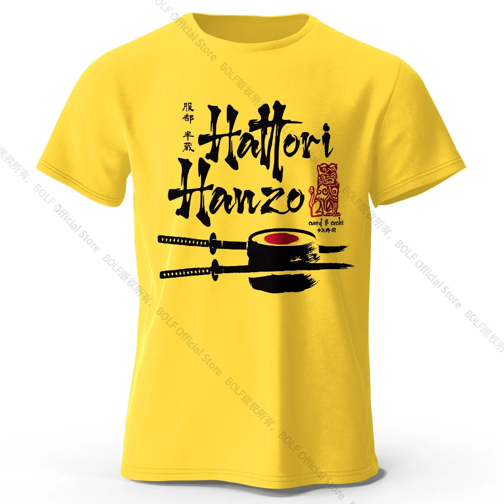Men's Hattori Hanzo Printed T-Shirt 100% Cotton Oversized Ninja Graphic Tees for Women Summer Tops Samurai Streetwear