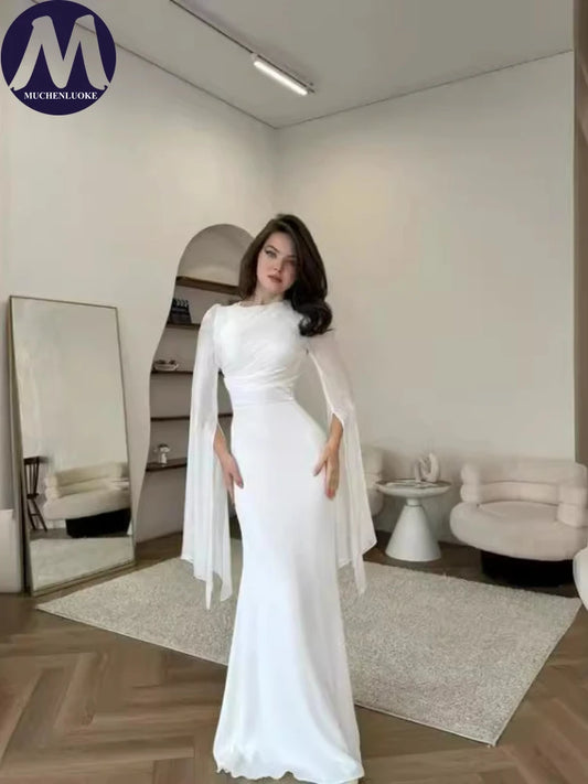 Formal attire Dresses: Elegant Scarf Collar Flying Sleeve Long Dress