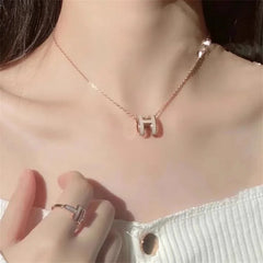 H Letter Necklace Female Simple Temperament All Clavicle Chain Internet Red