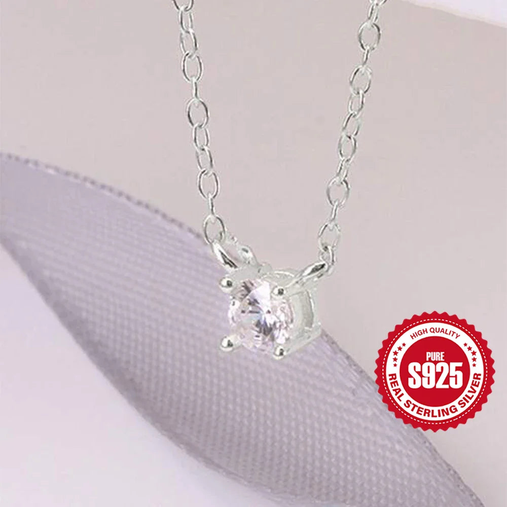 Aide 925 Sterling Silver Necklaces Charms for Women Crystal Cross Clavicle Collar Chain Simple Choker Necklace Accessories Gift