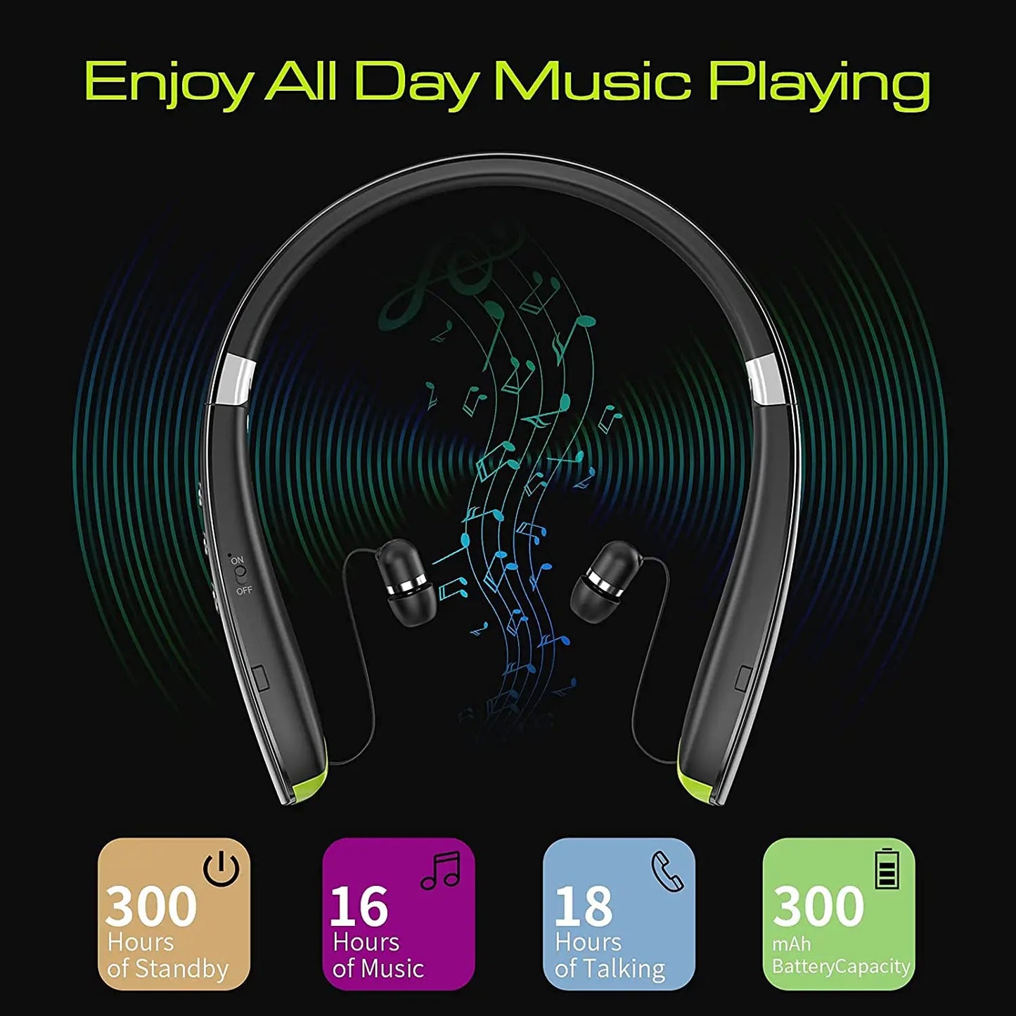 INMAS SX-991True Wireless Foldable Earbuds Bluetooth Neckband Headset Hifi Stereo Earphones Noise Cancelling Headphones With Mic