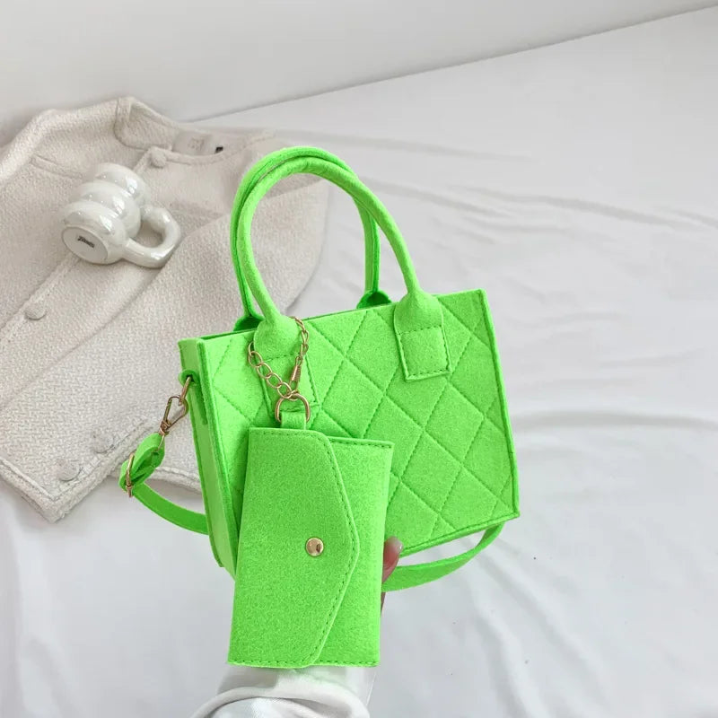 Zipper Messenger Bag Solid Color Felt Women Shoulder Bag Luxury Designer