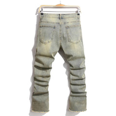 Streetwear Retro Style Men Ripped Spliced Slim Jeans Trousers Hip hop Holes