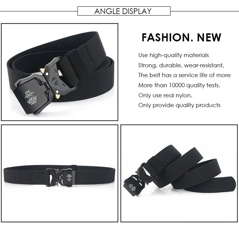 VATLTY 140cm Elastic Belt For Men Aluminum Alloy Quick Release Buckle Strong Nylon Tactical Belt Male Military Accessories