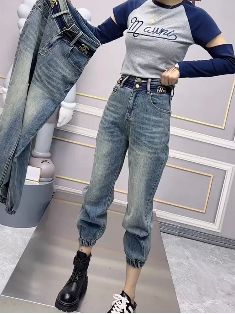 Y2k Large Size Jeans Women's Summer Thin Model Bunched Feet