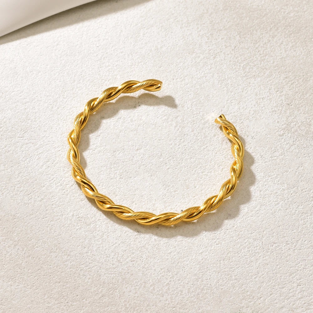 C14 Cross-border Bracelet Twisted Twist Thread Bracelet for Women, retro stainless steel open Color separation bracelet