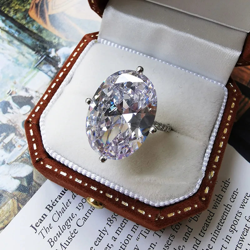 Luxury 10ct Lab Diamond Ring 100% Real 925 Sterling Silver Engagement Wedding Band Rings for Women Men Promise Jewelry